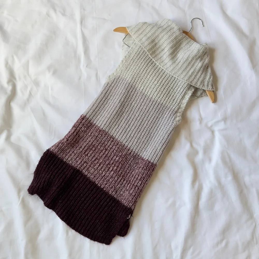 Knox Rose Mock Neck Sweater Vest Women's XS Cream Purple Colorblock Western